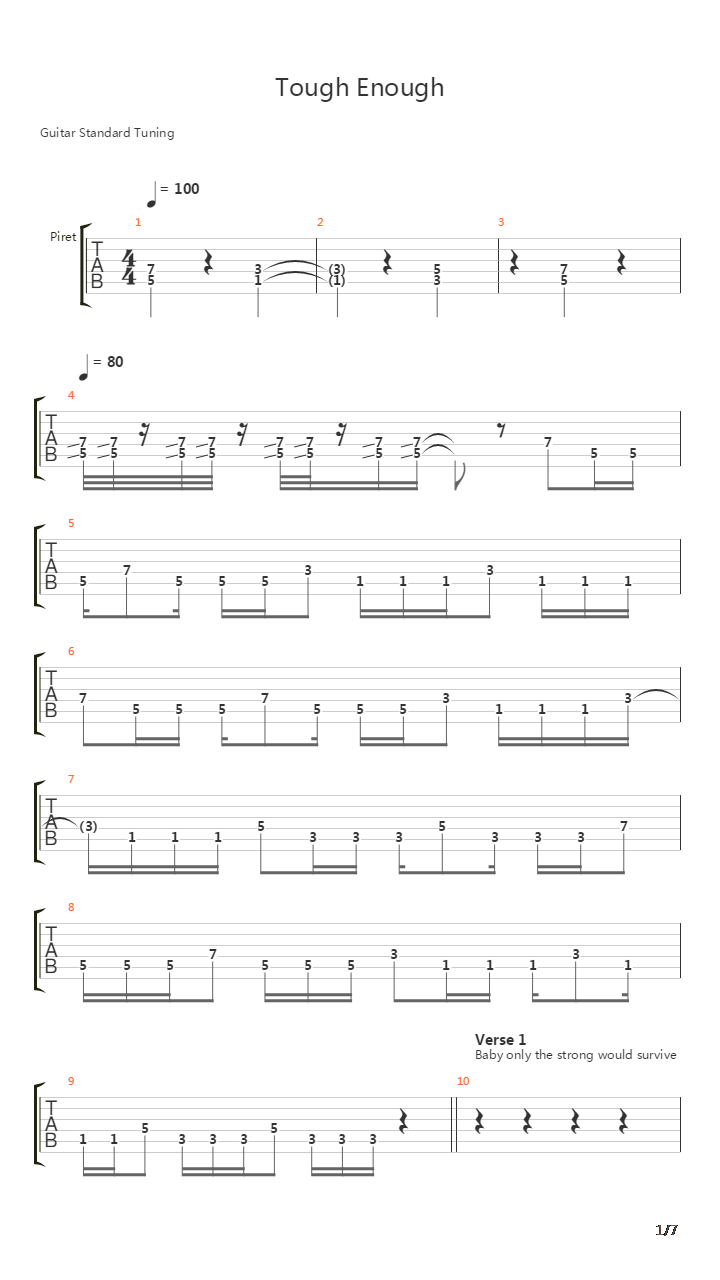 Tough Enough吉他谱