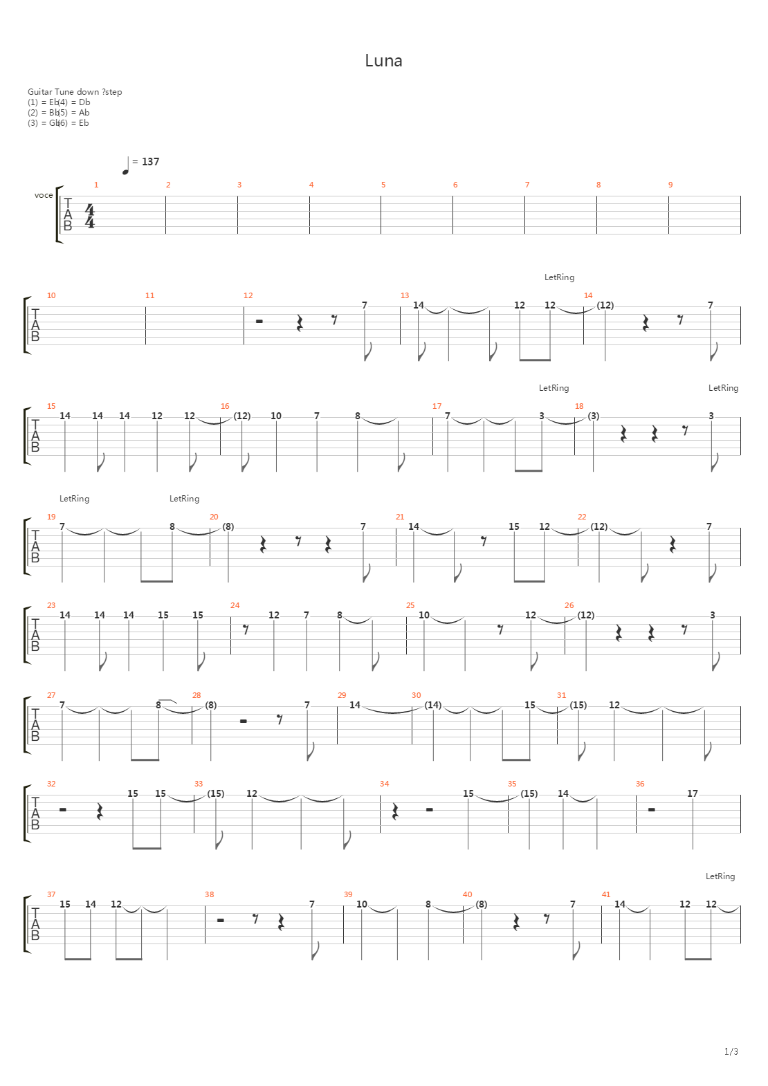 Luna吉他谱
