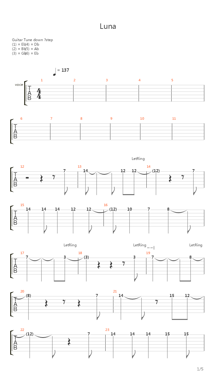 Luna吉他谱