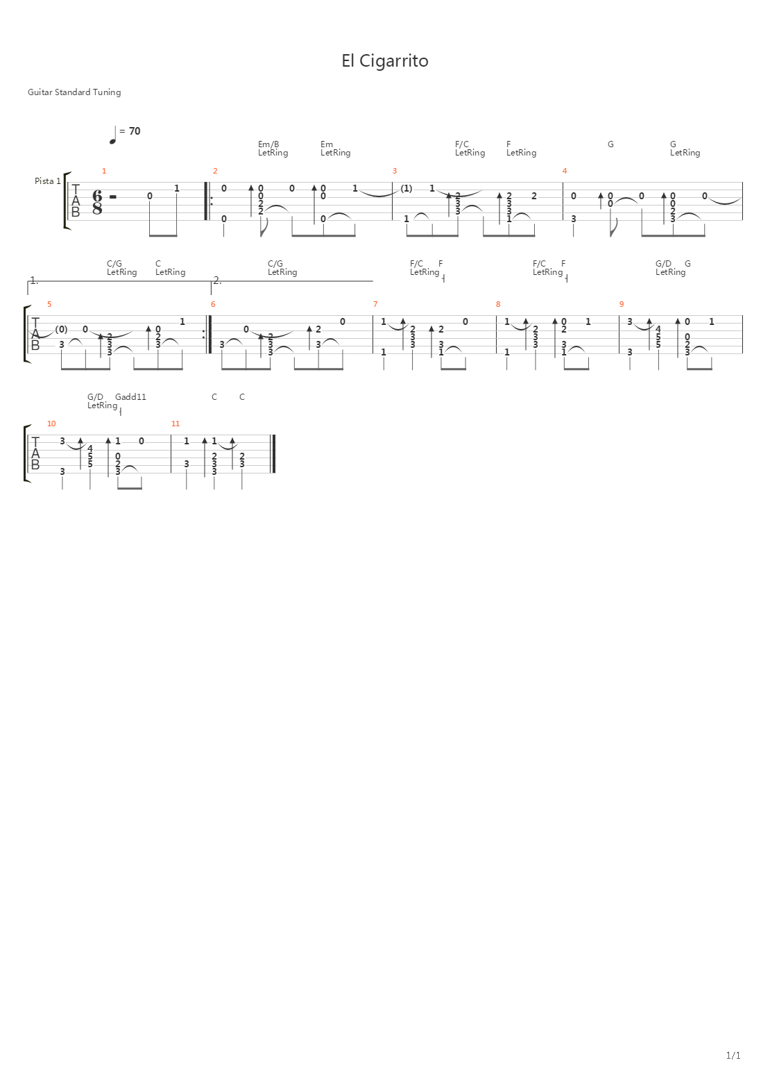 El Cigarrito (Arreglo)吉他谱
