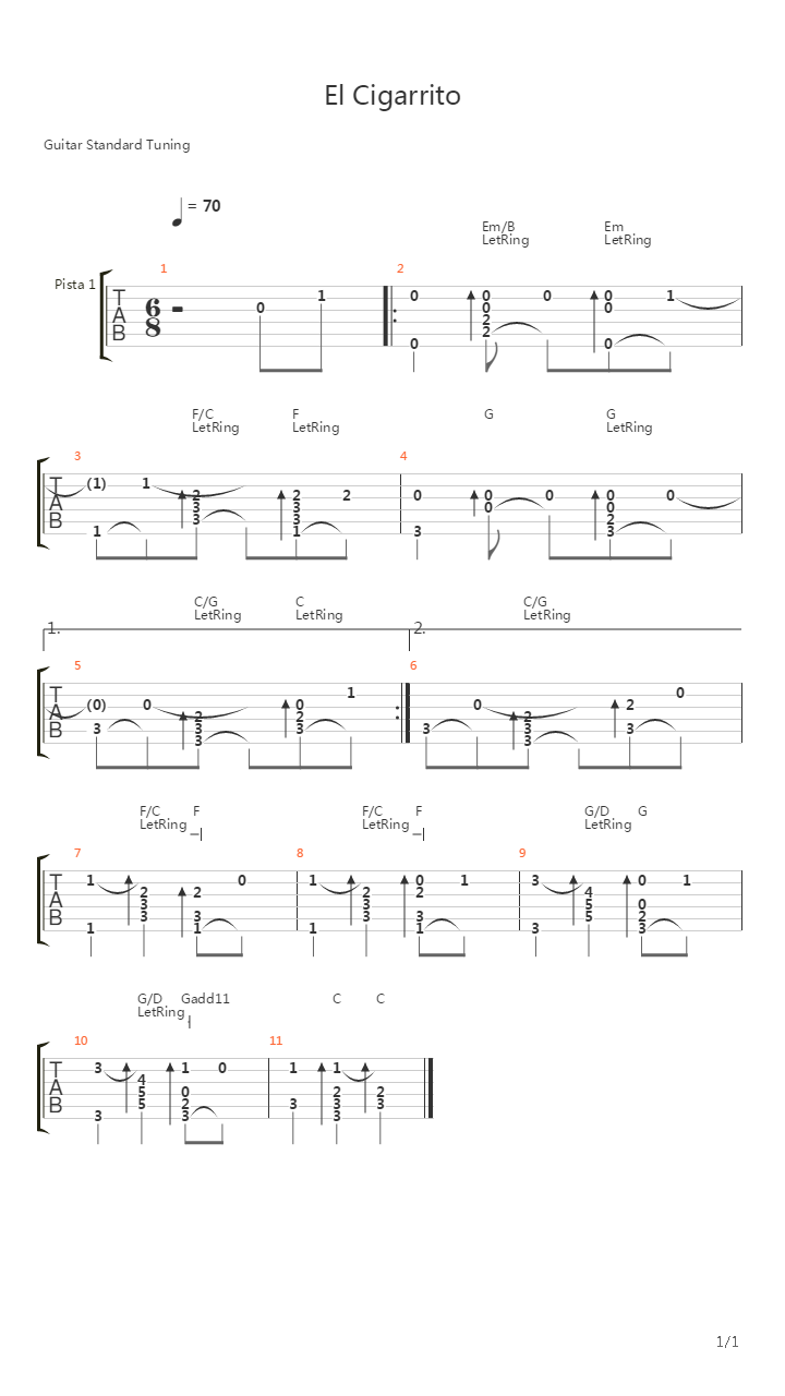 El Cigarrito (Arreglo)吉他谱