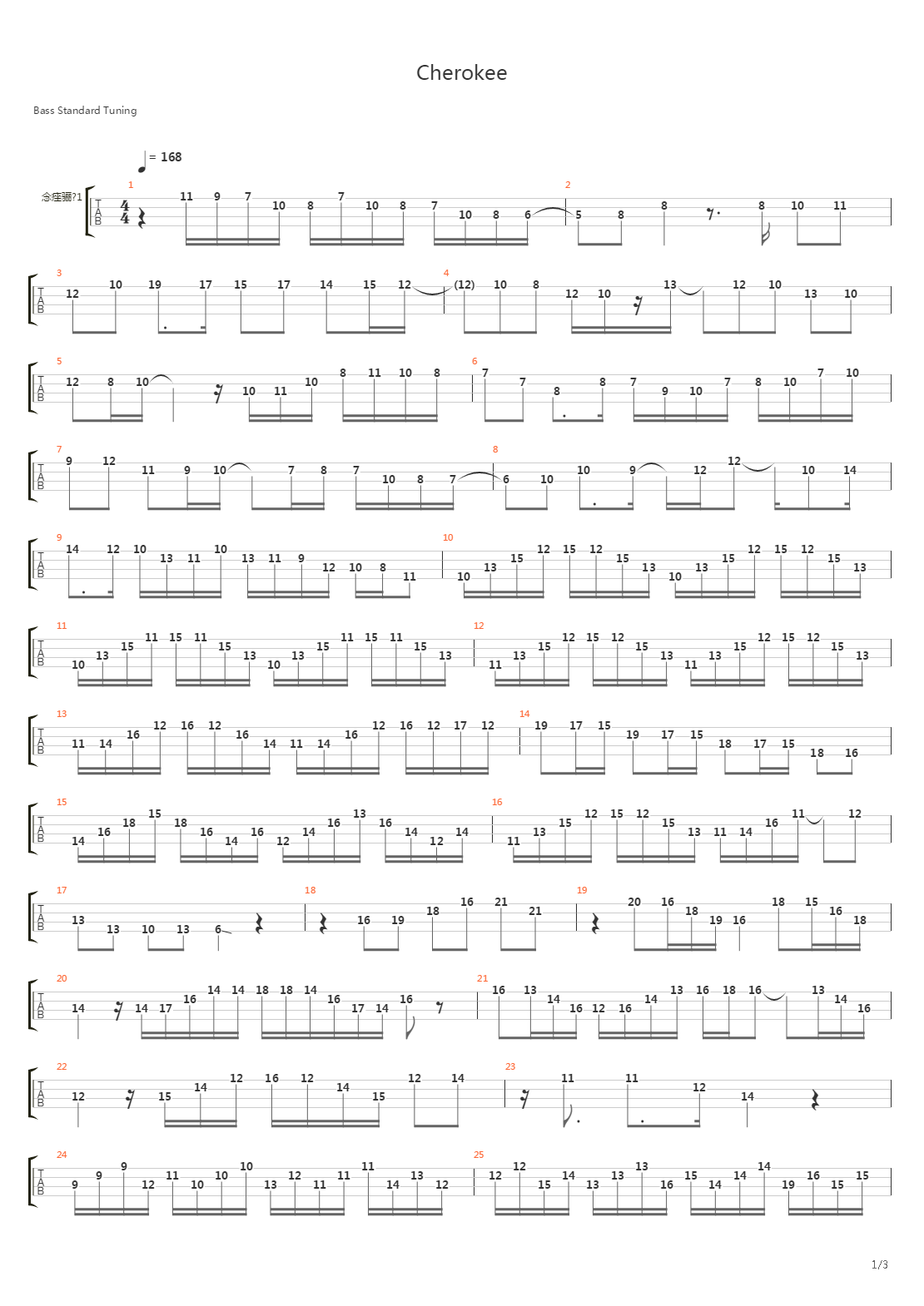 Cherokee吉他谱