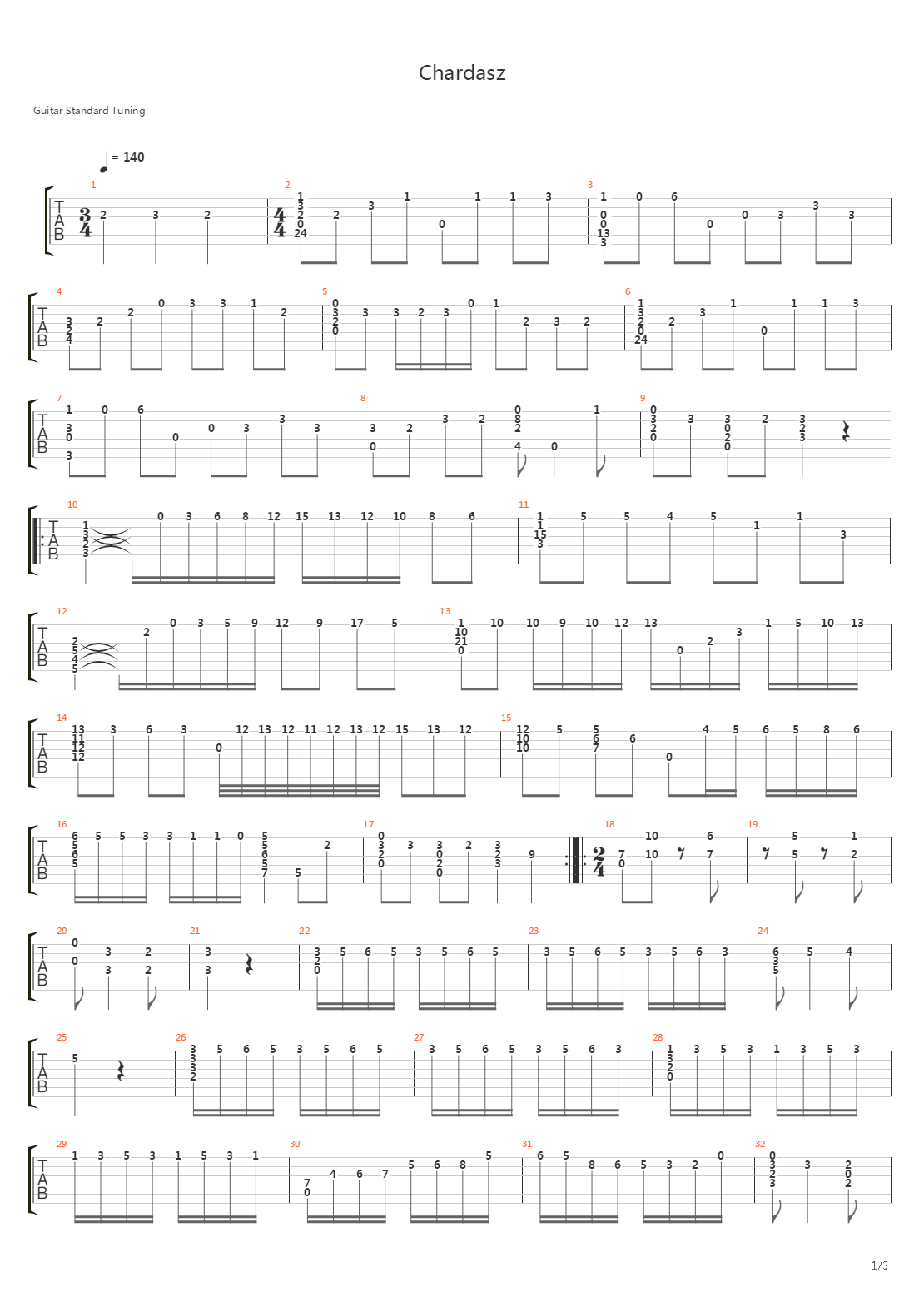 Chardasz吉他谱