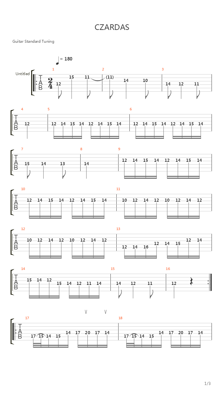 Czardas (plays by Luis  Moreno)吉他谱