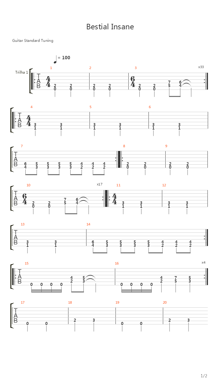 Bestial Insane吉他谱