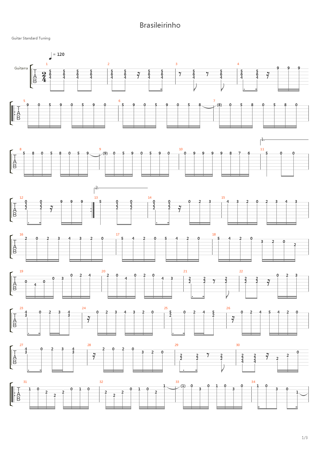 Brasileirinho吉他谱