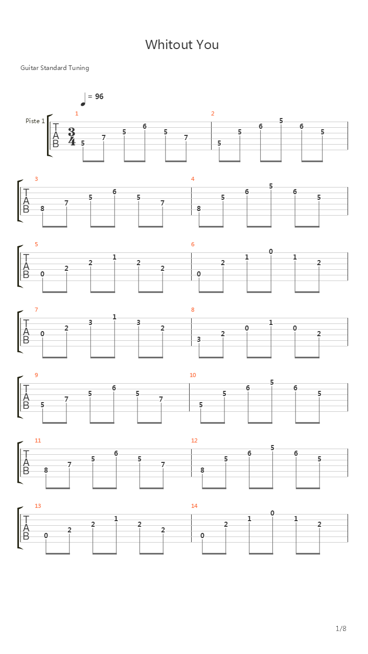 Without You吉他谱