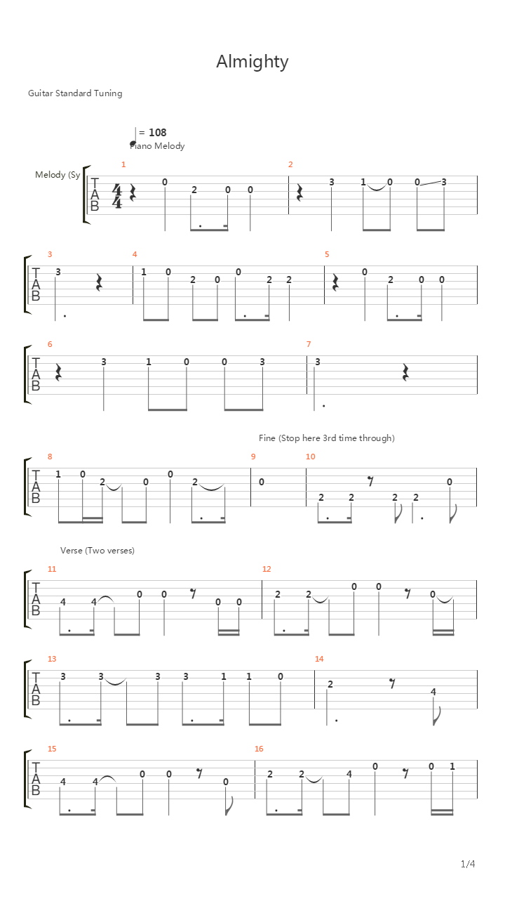 Almighty吉他谱