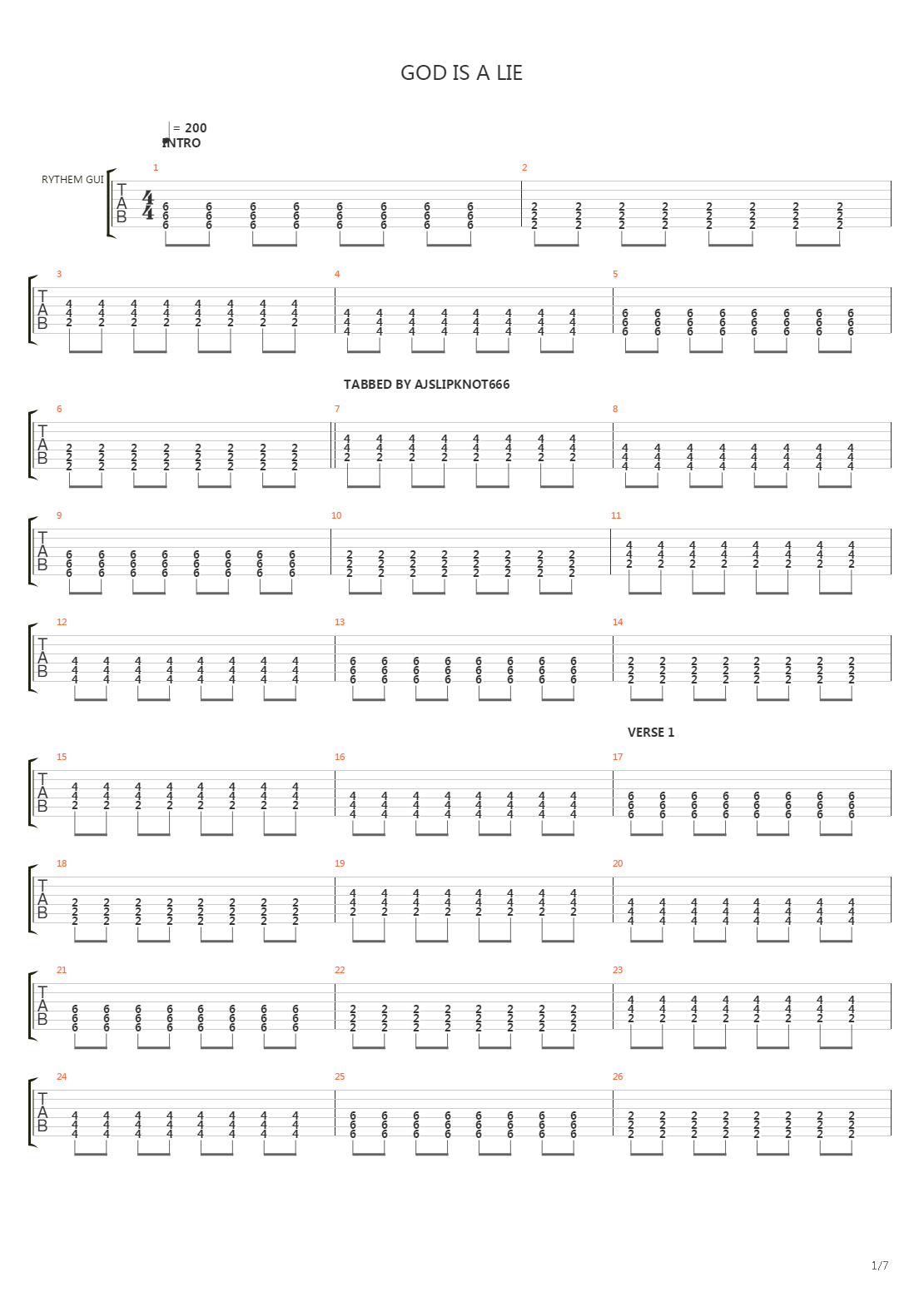 God Is A Lie吉他谱