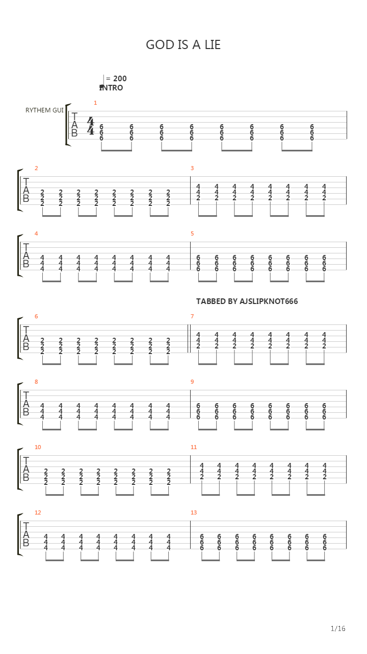 God Is A Lie吉他谱