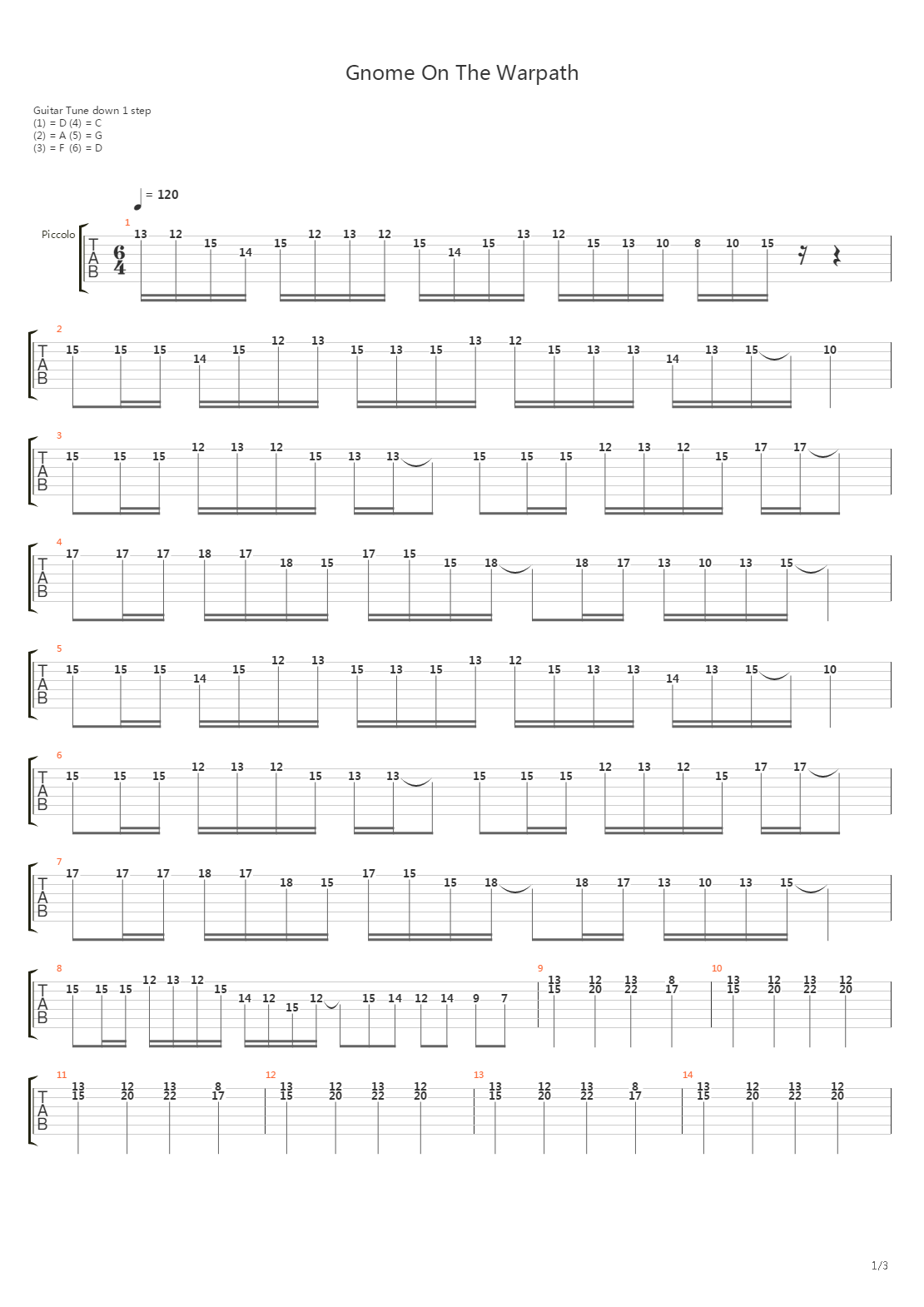 Gnome On The Warpath吉他谱