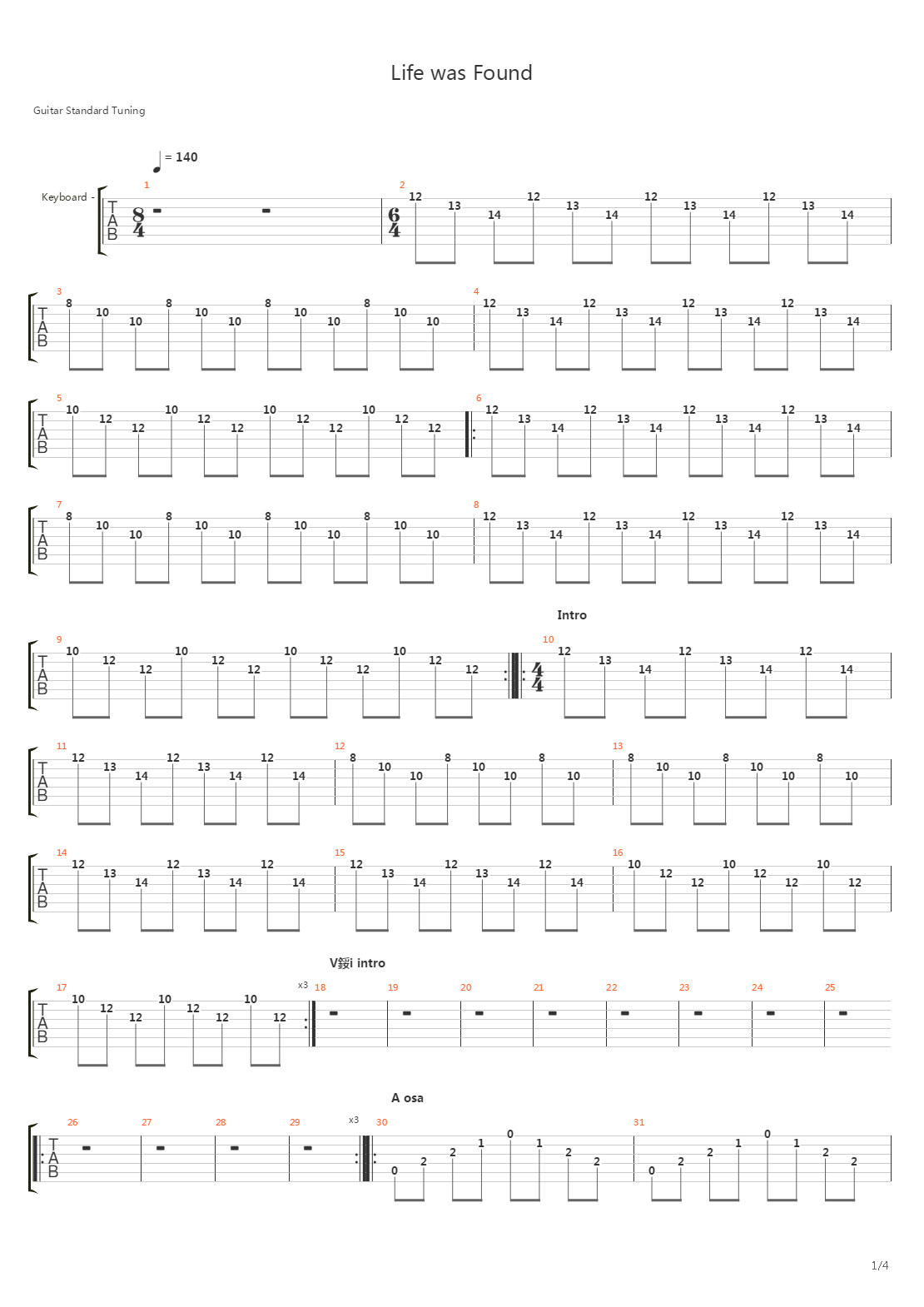 Life Was Found吉他谱