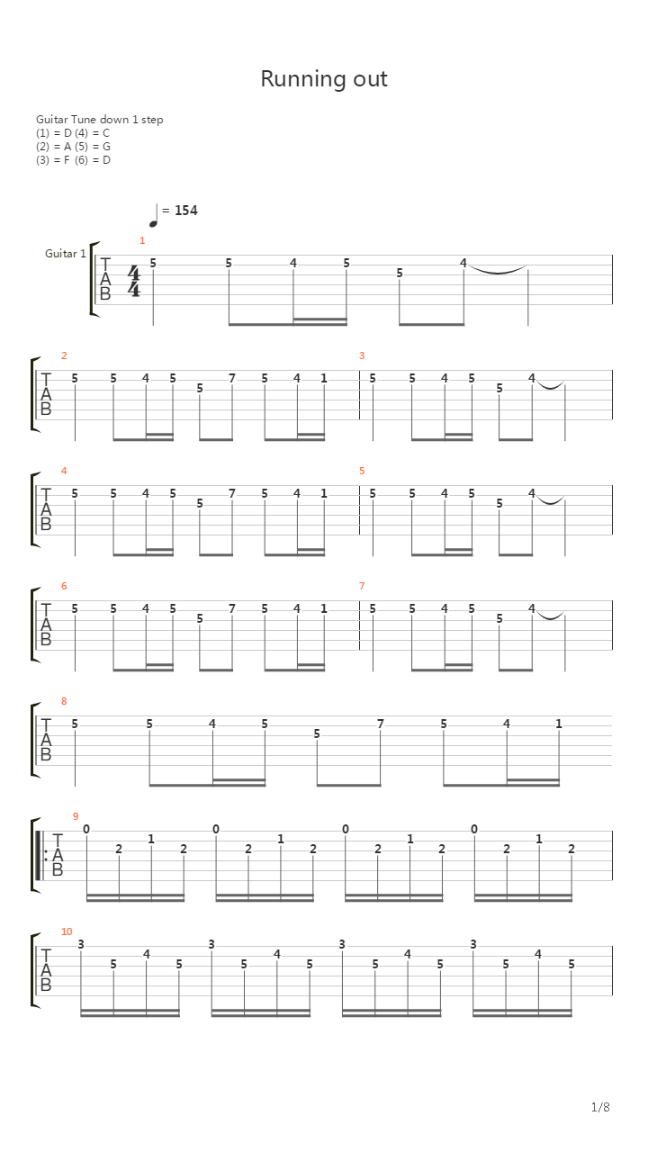 Running Out吉他谱