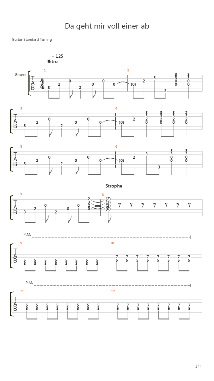 Da Geht Mir Voll Einer Ab吉他谱