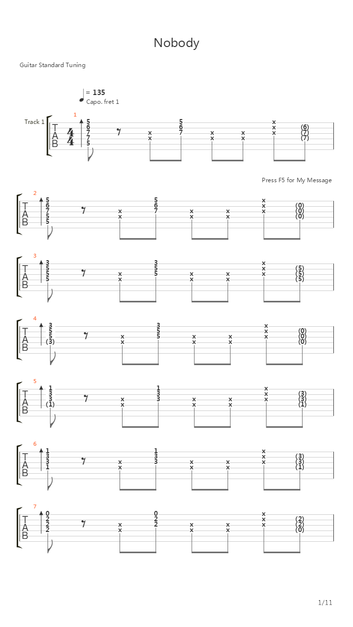 Nobody (arr. by Joe Siang)吉他谱