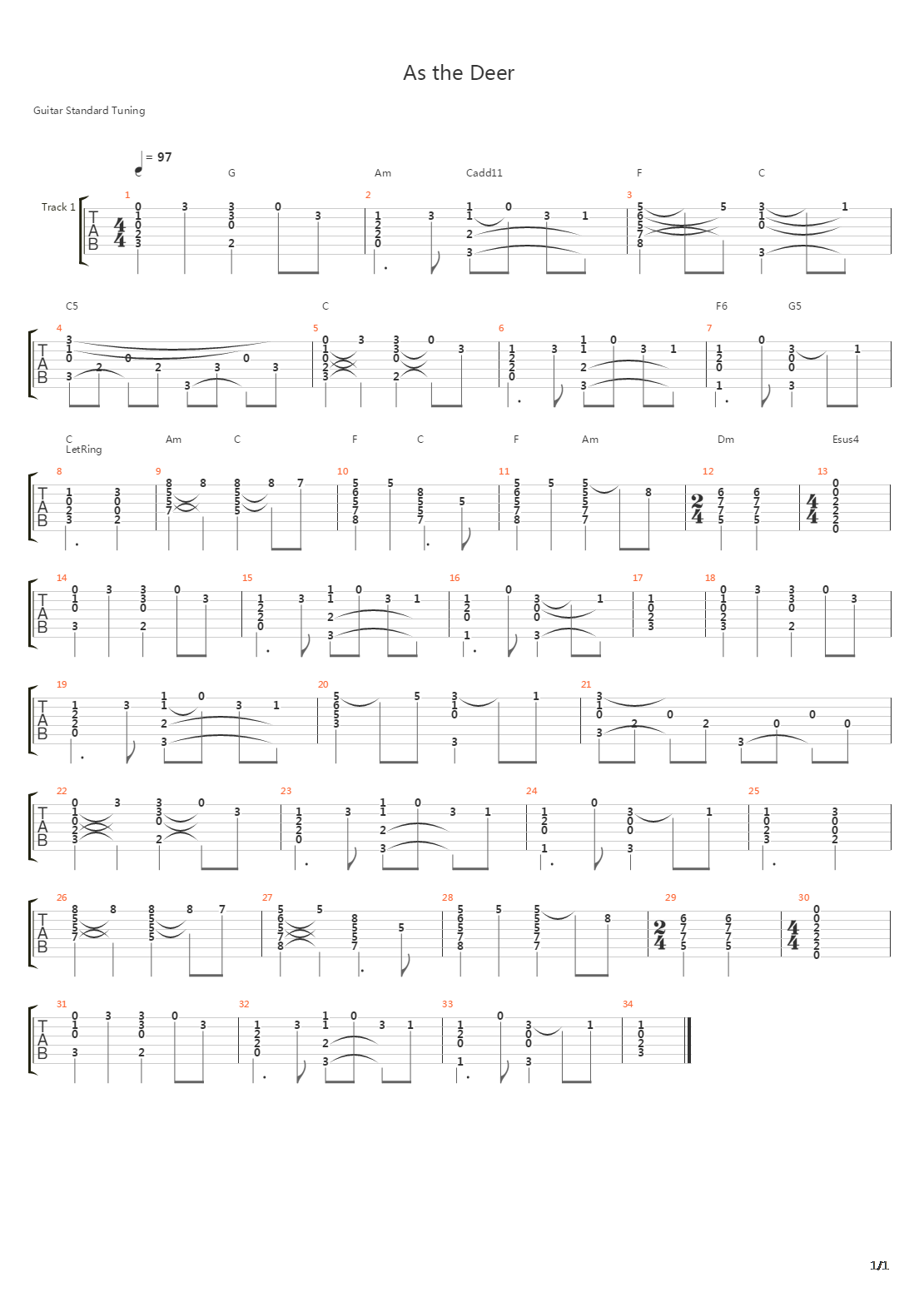 As The Deer吉他谱