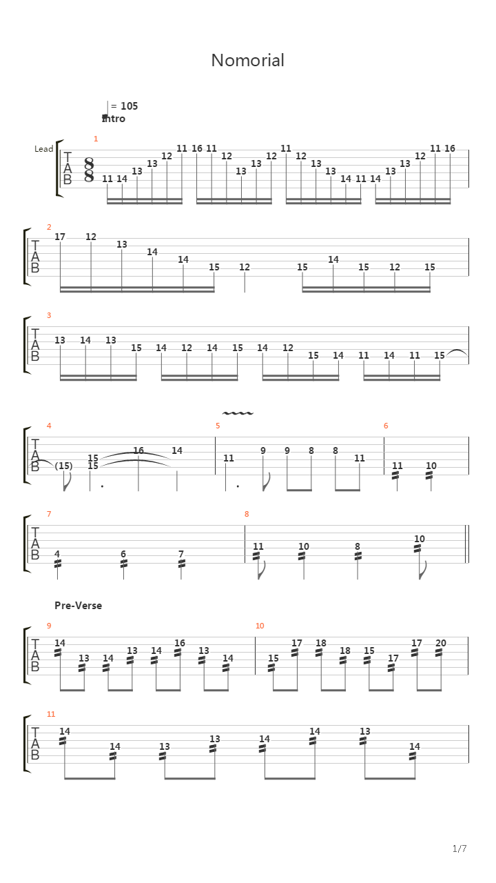 Nomorial吉他谱