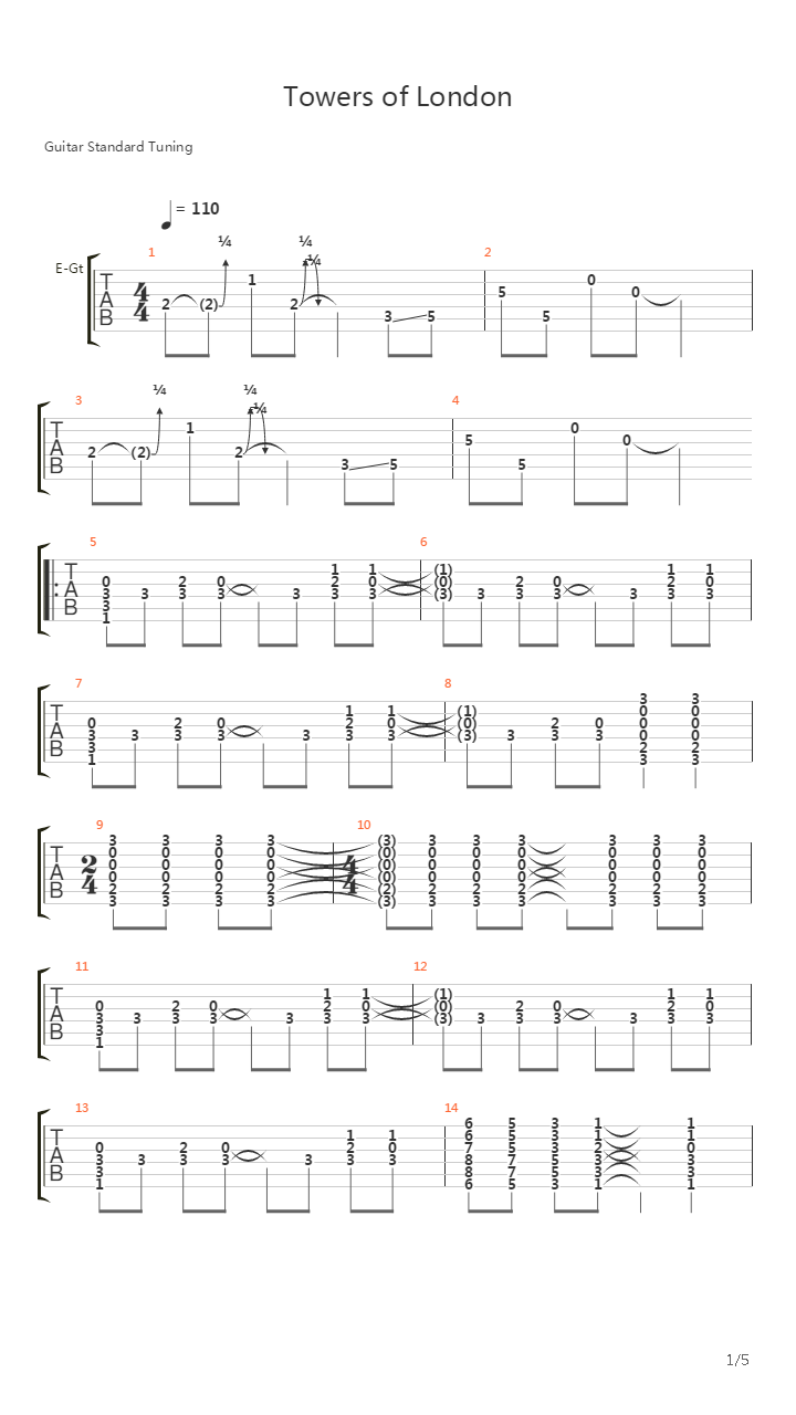Towers Of London吉他谱