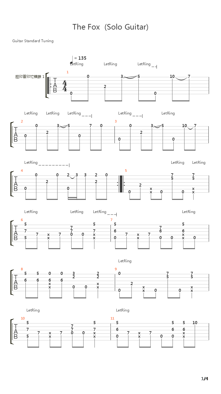 The Fox吉他谱
