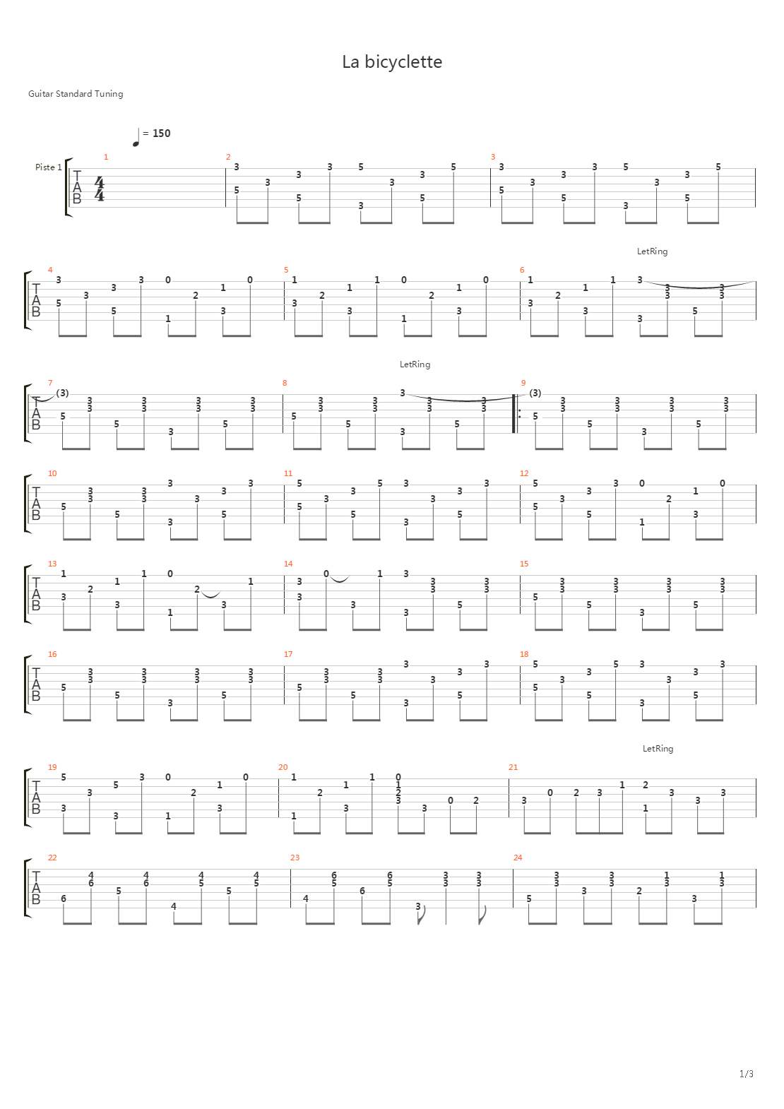 La Bicyclette吉他谱
