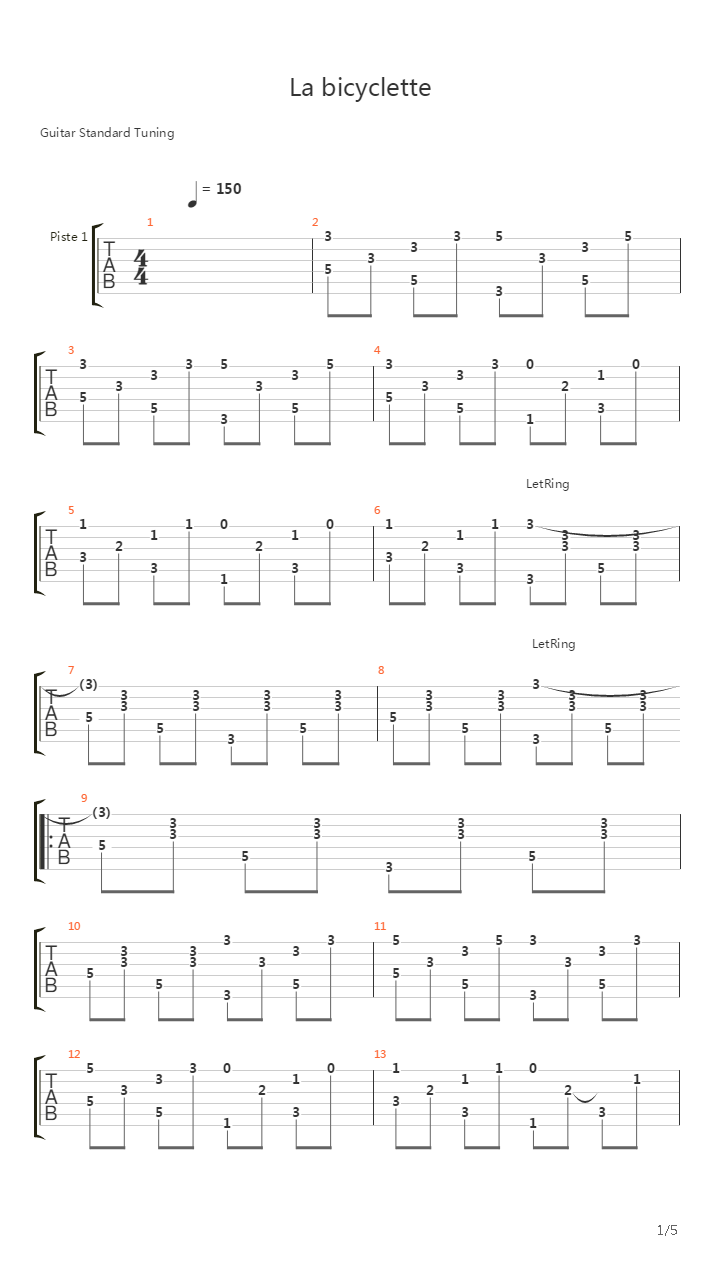 La Bicyclette吉他谱