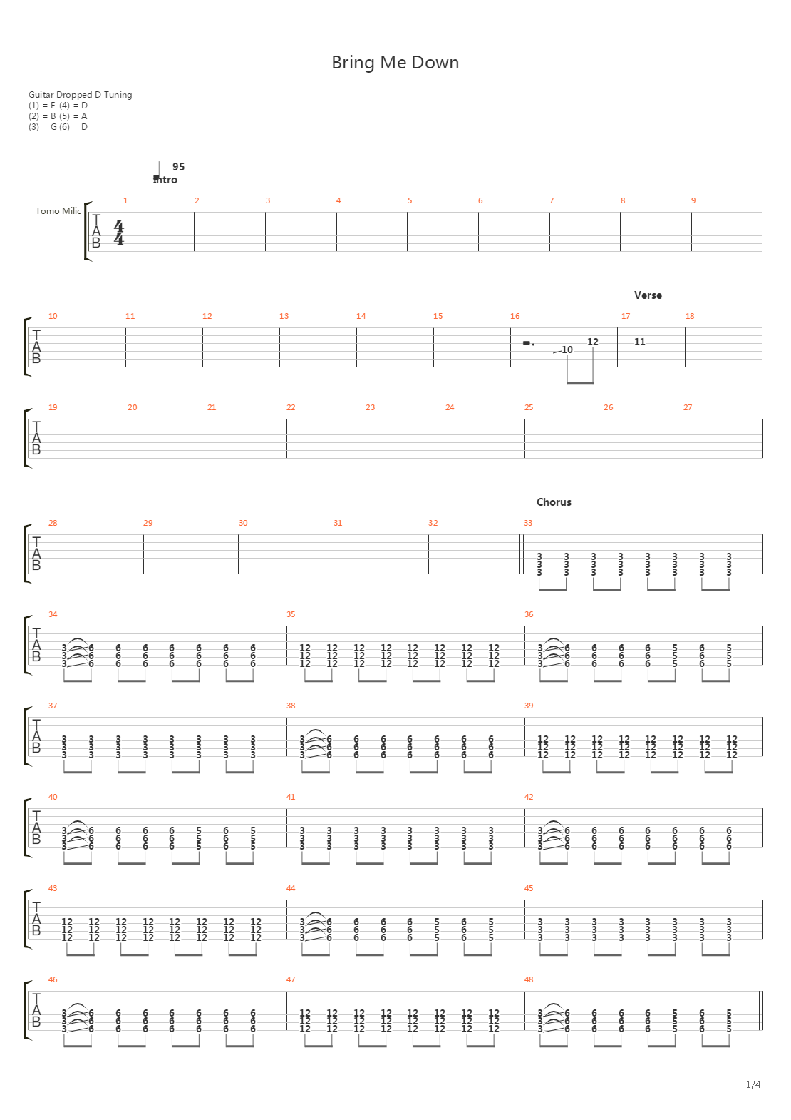 Bring Me Down吉他谱
