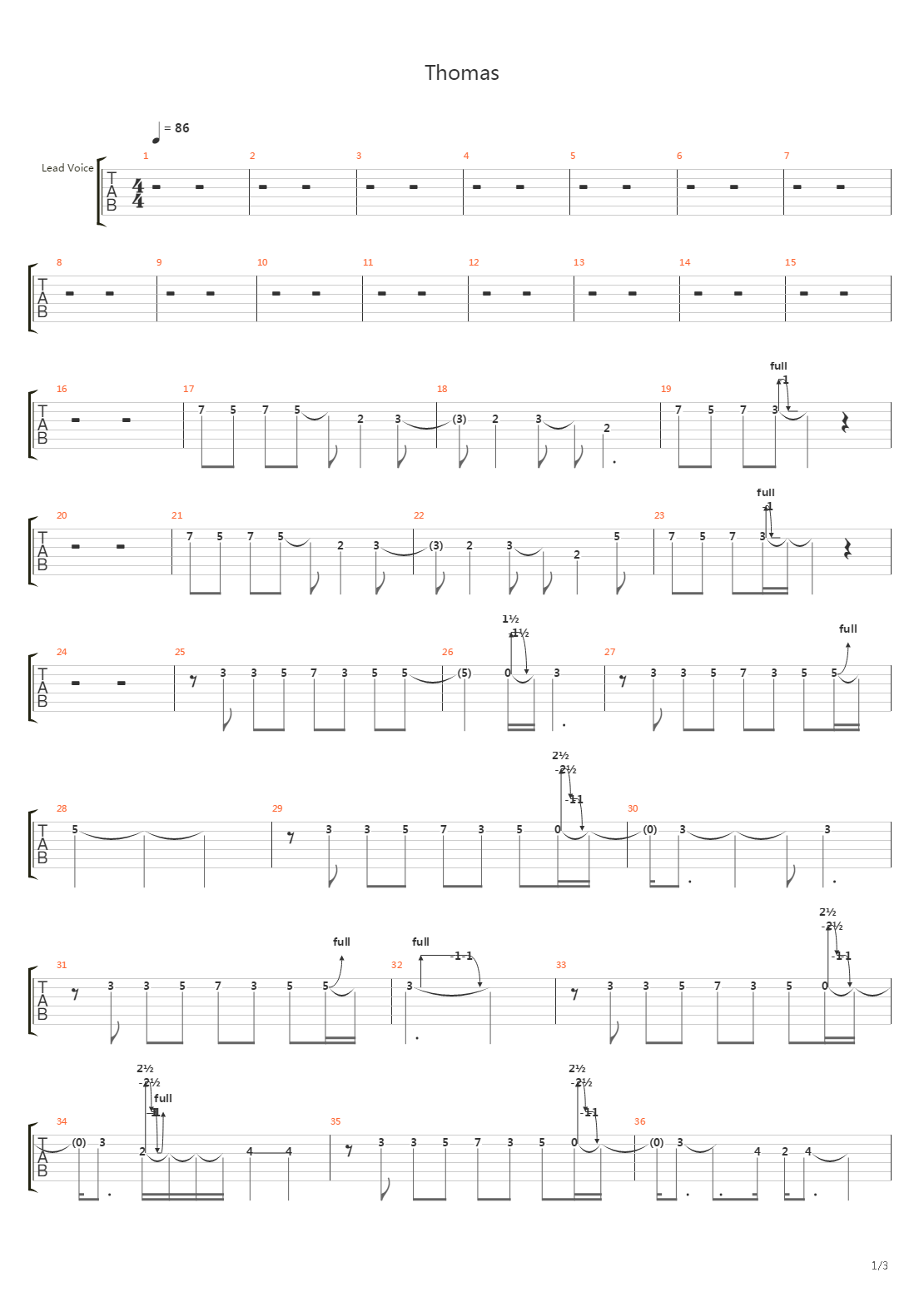 Thomas吉他谱