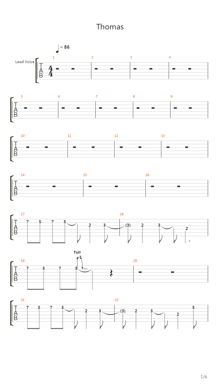 Thomas吉他谱