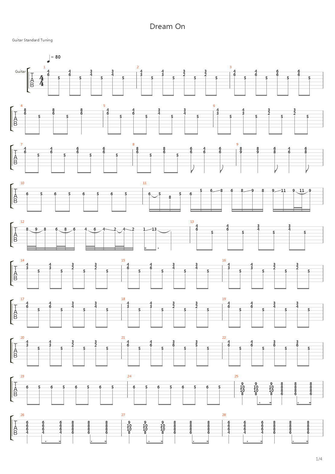 Dream On吉他谱