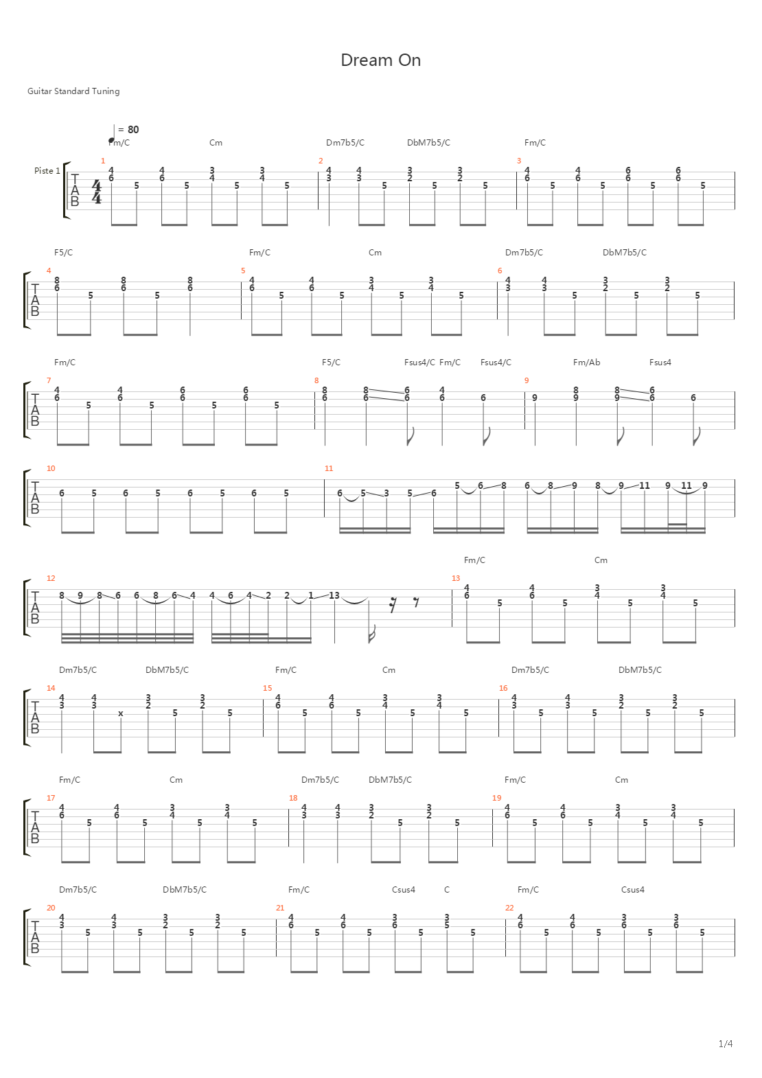 Dream On吉他谱