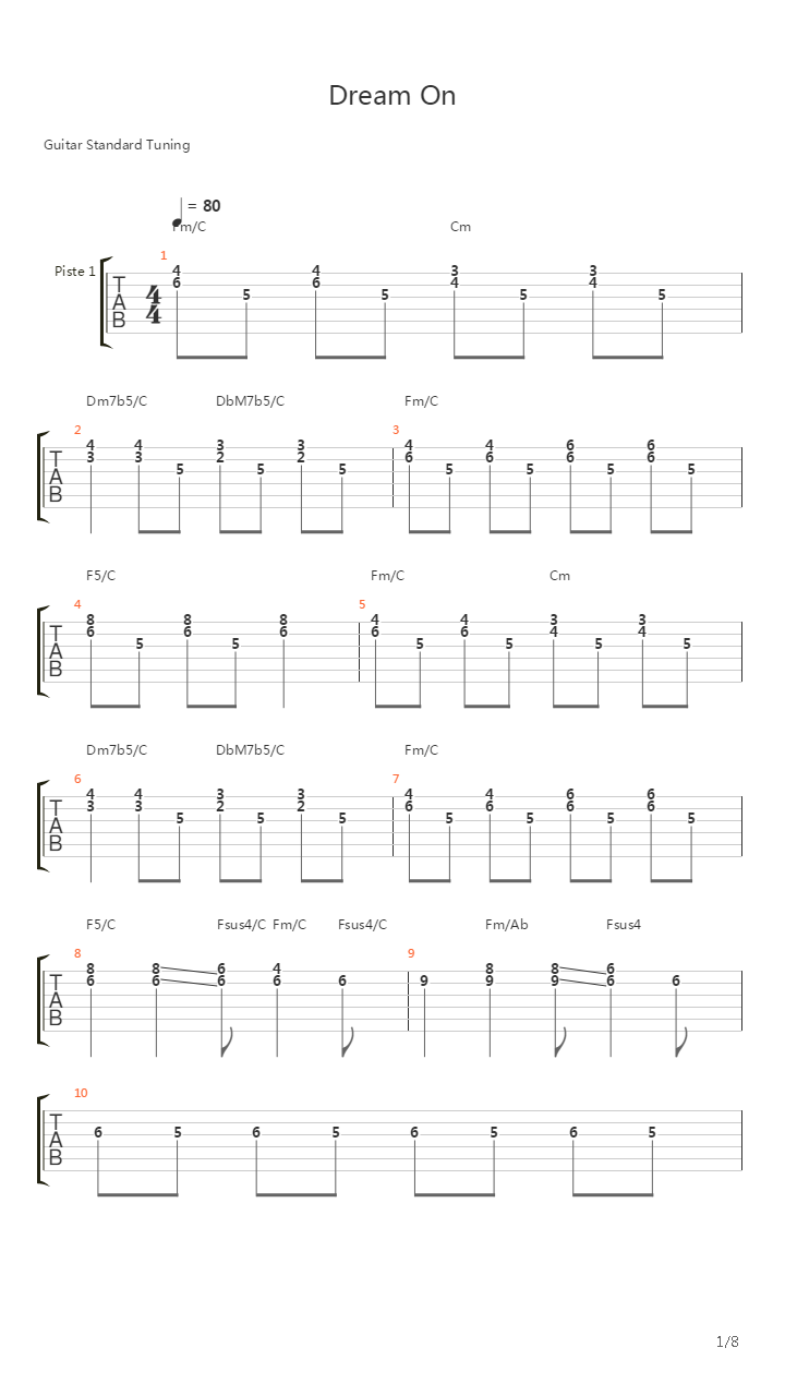 Dream On吉他谱