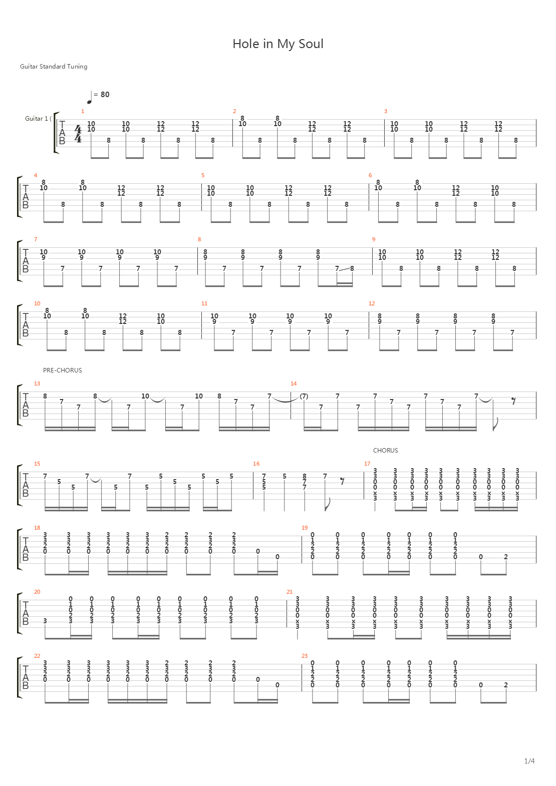 Hole in My Soul吉他谱