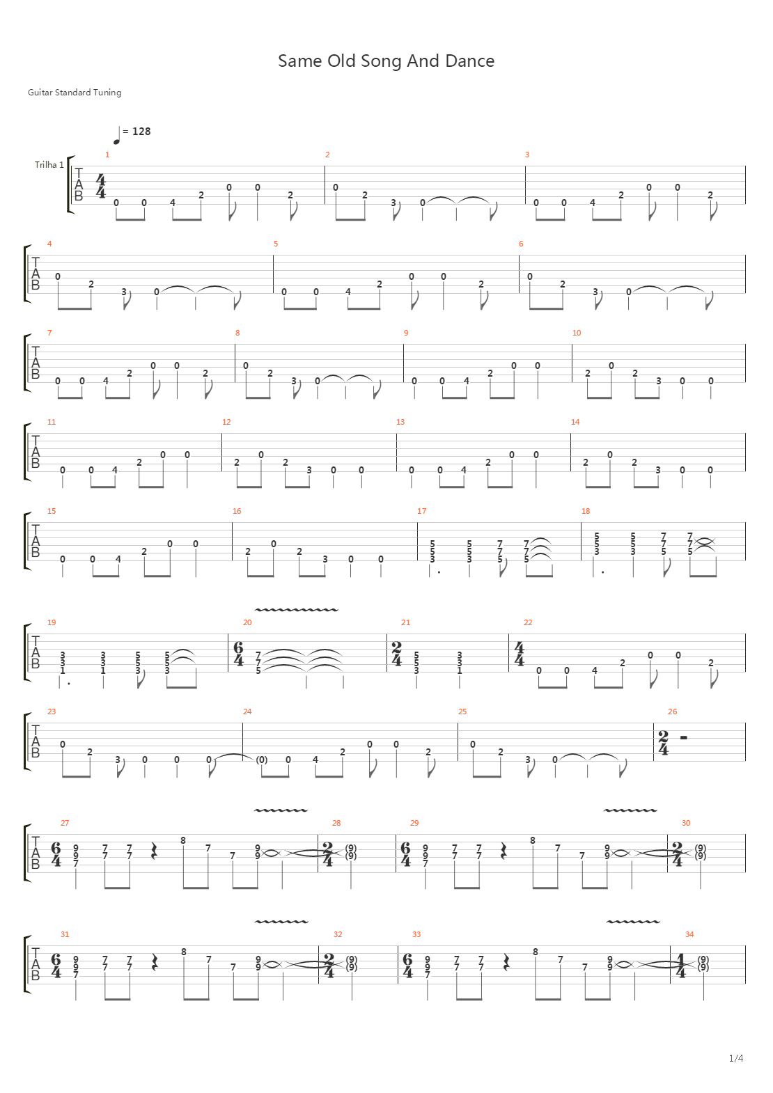 Same Old Song And Dance吉他谱