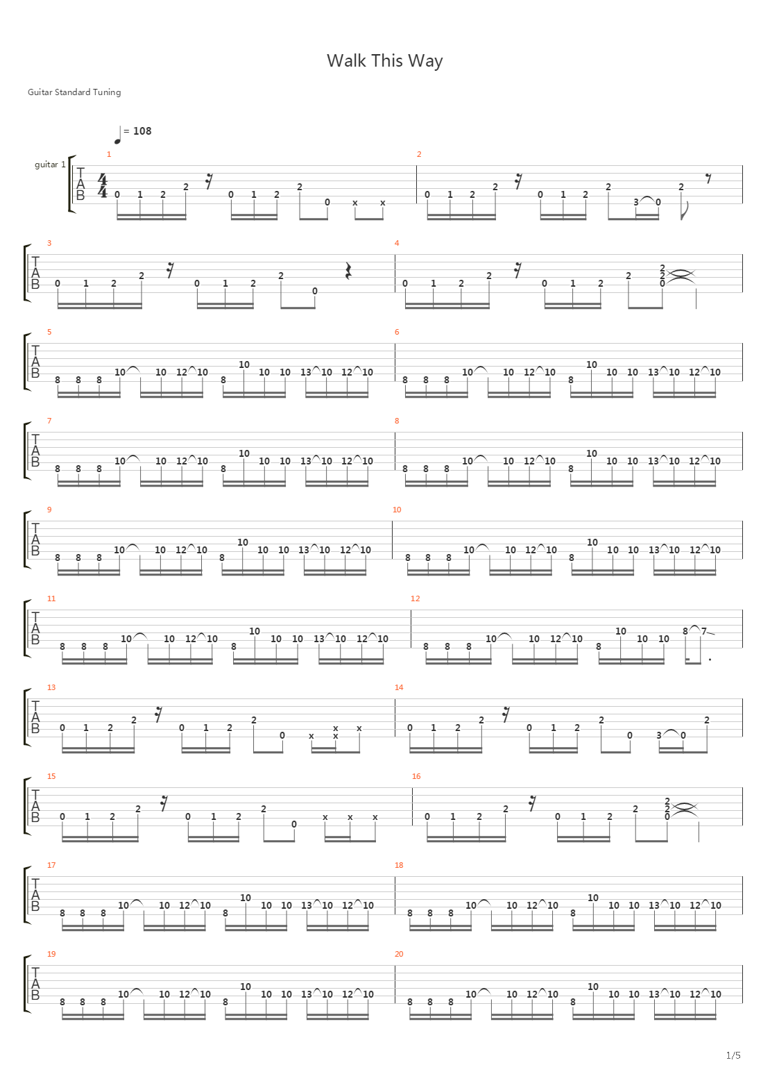 Walk This Way吉他谱