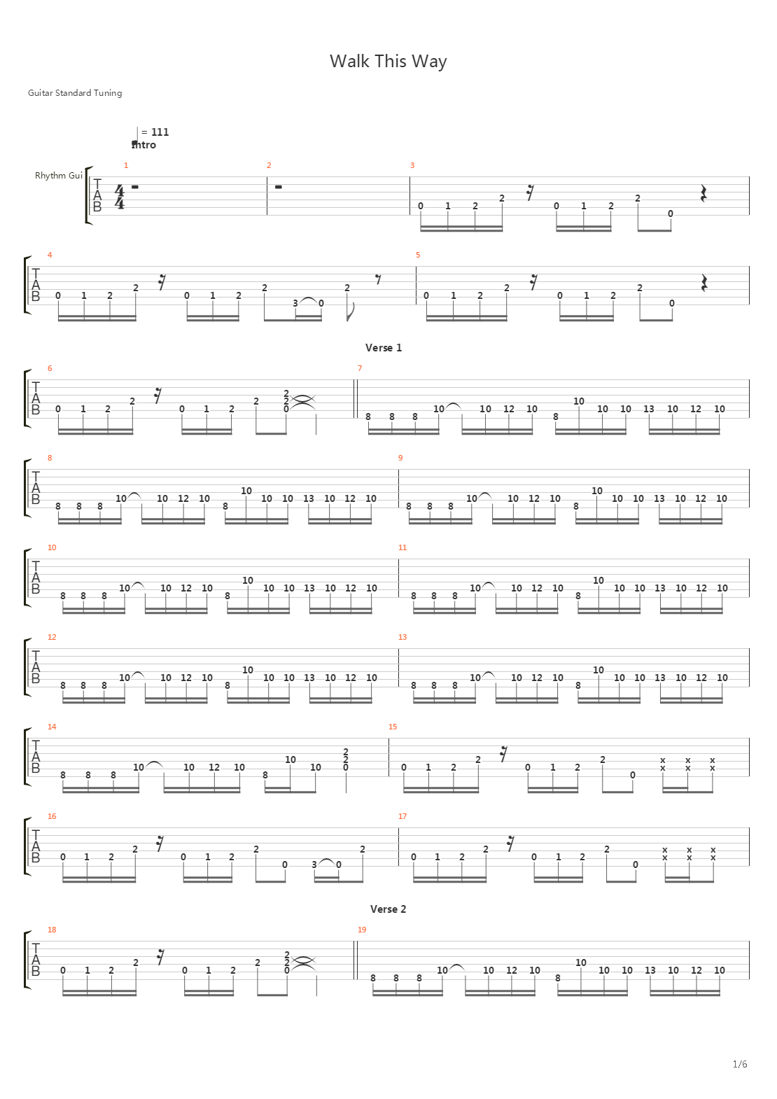 Walk This Way吉他谱