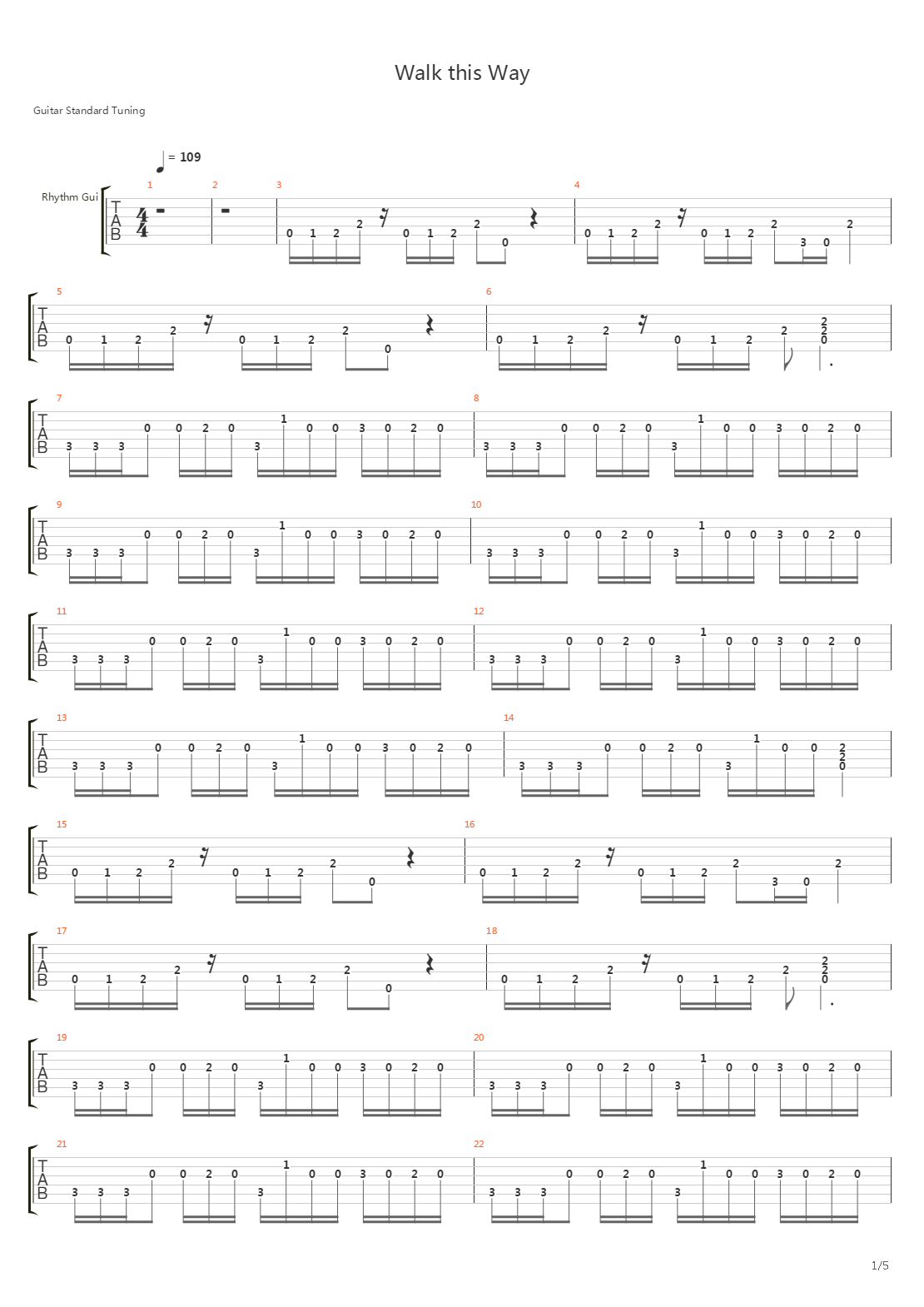 Walk this Way吉他谱