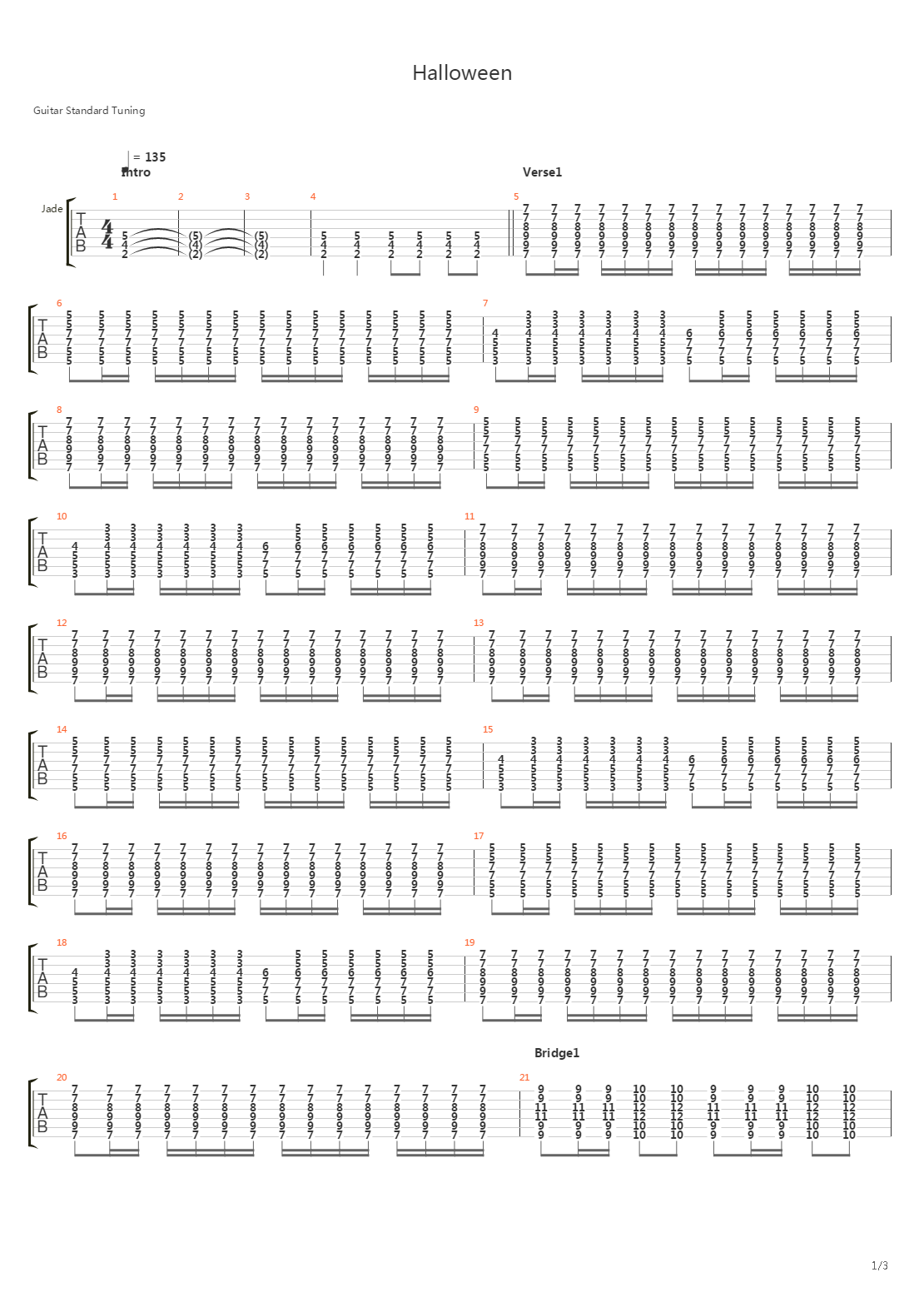 Halloween吉他谱