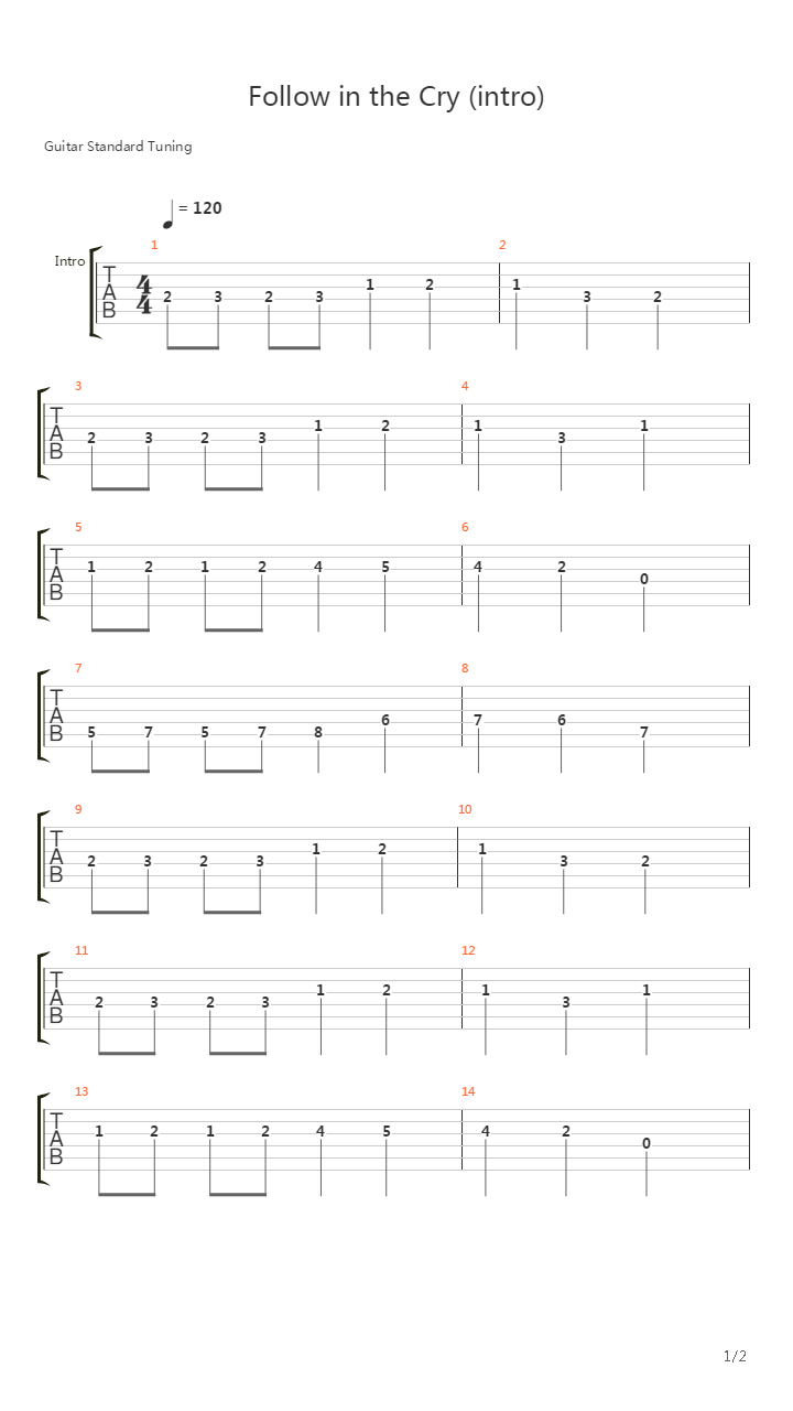 Follow in the Cry (intro)吉他谱