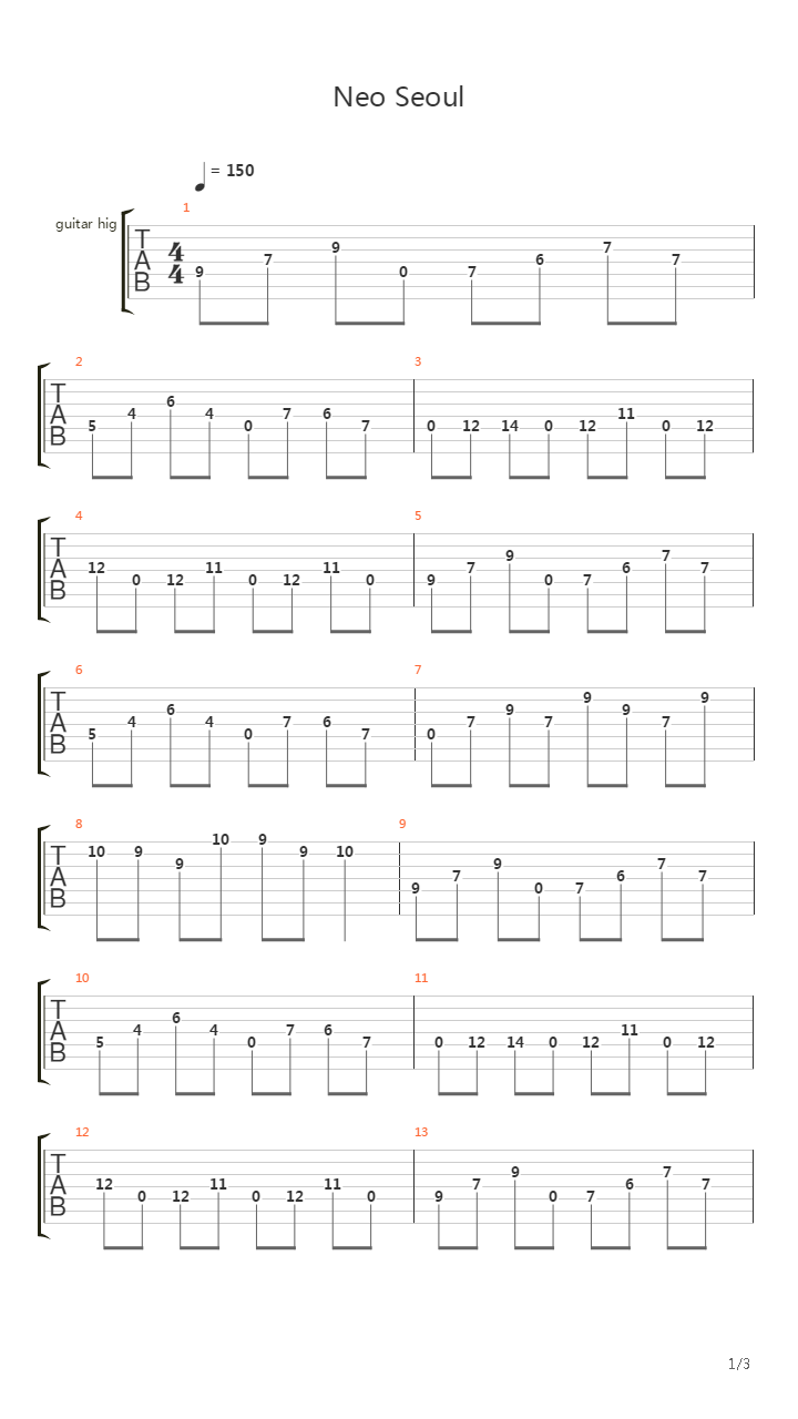 Neo Seoul吉他谱