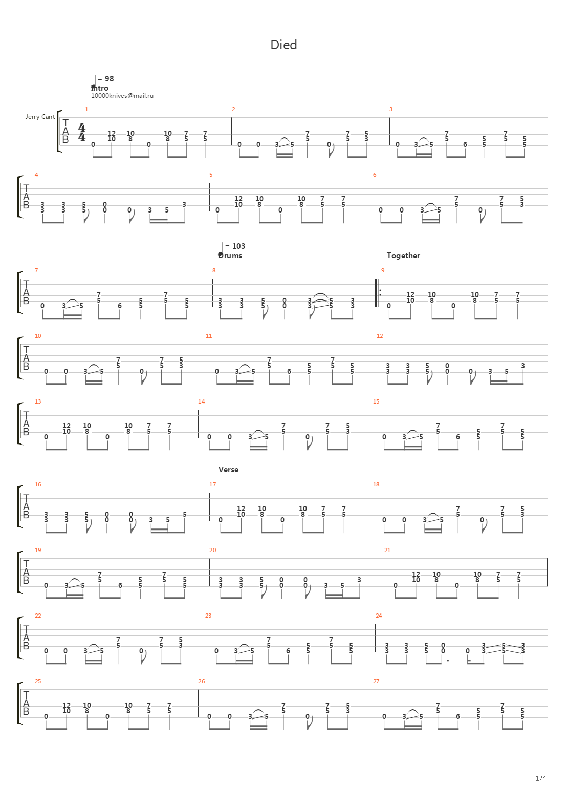 Died吉他谱