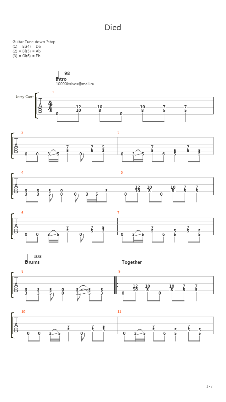 Died吉他谱