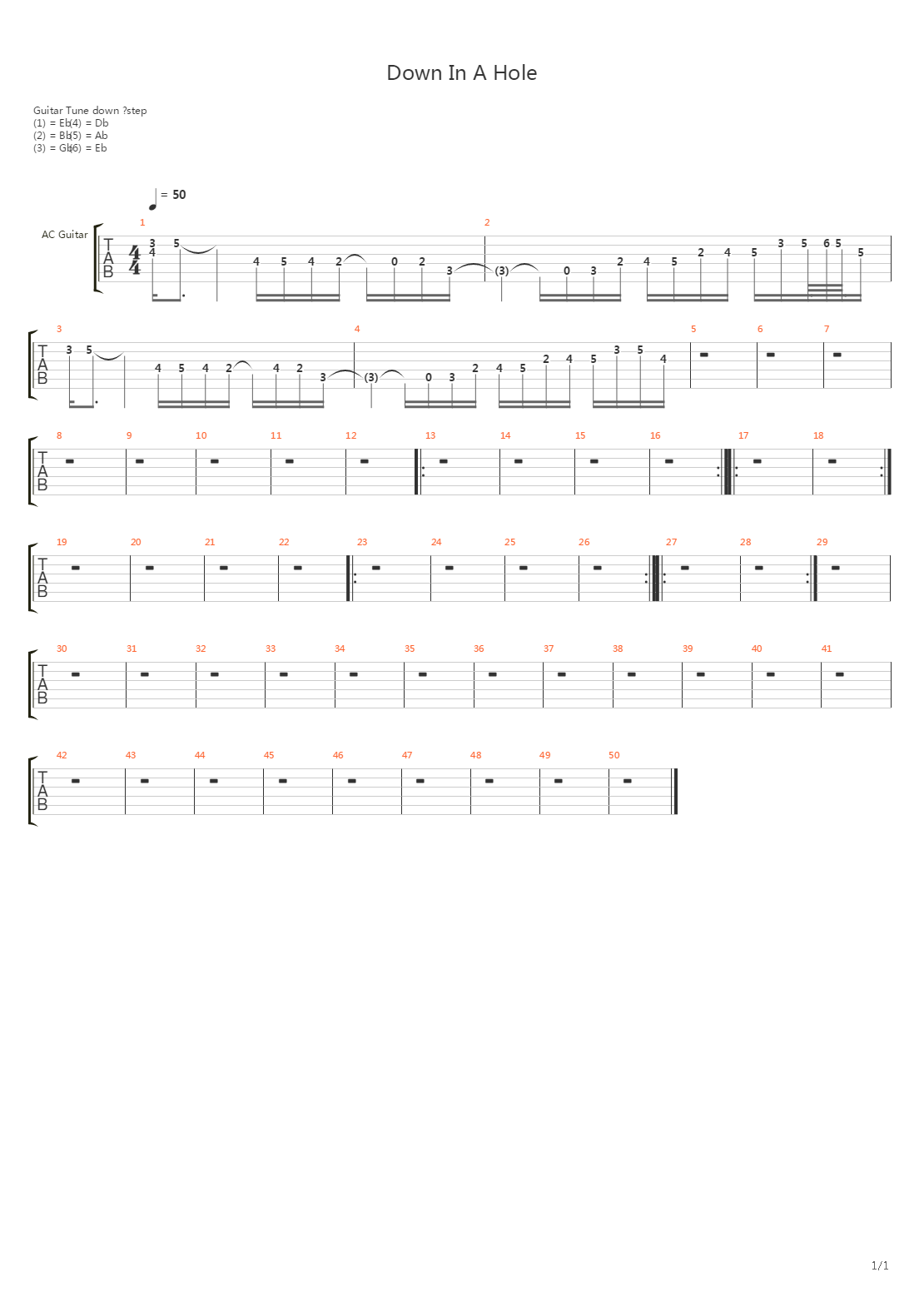 Down In A Hole吉他谱