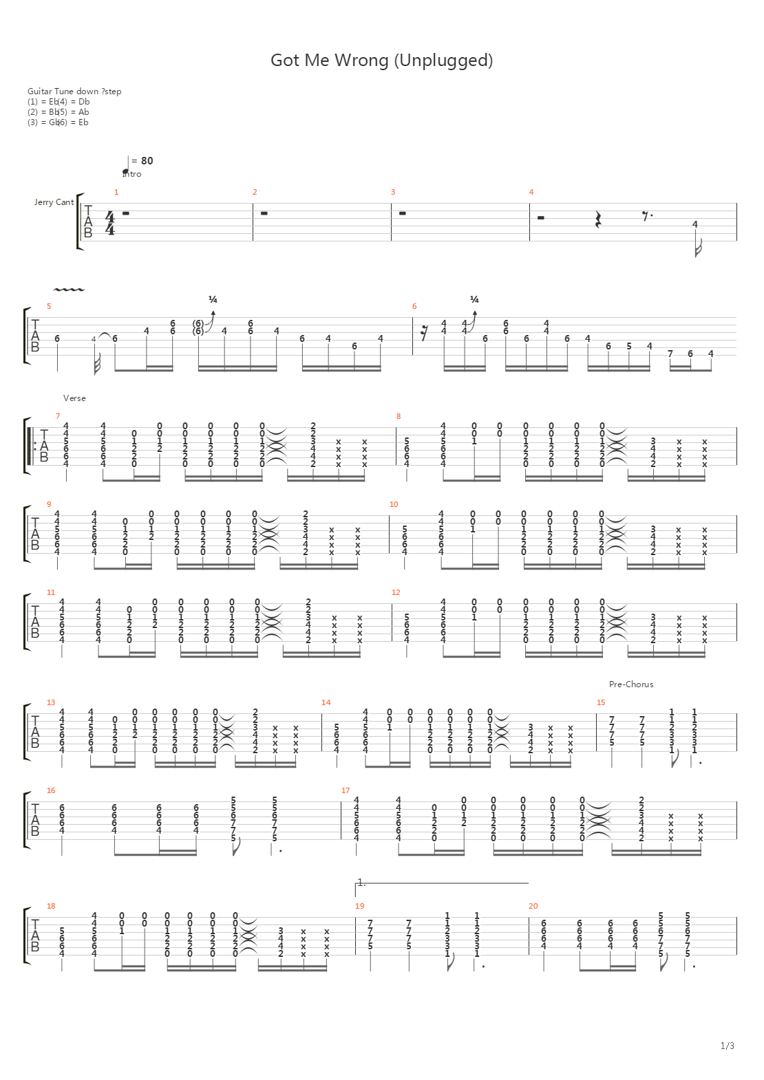 Got Me Wrong (Unplugged)吉他谱