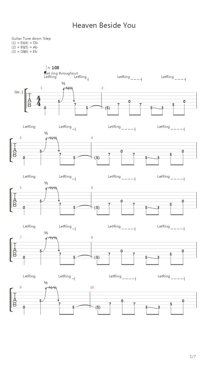Heaven Beside You吉他谱