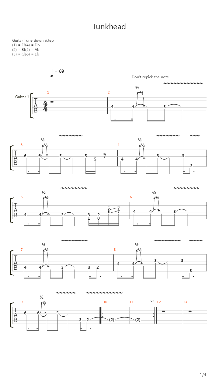 Junkhead吉他谱