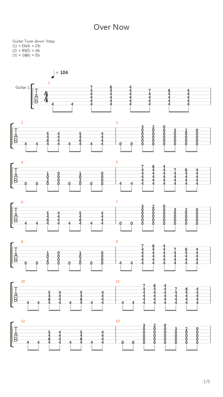 Over Now吉他谱
