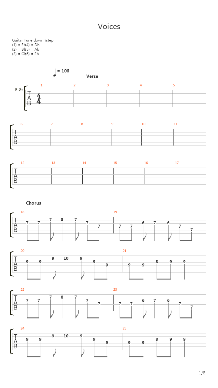 Voices吉他谱