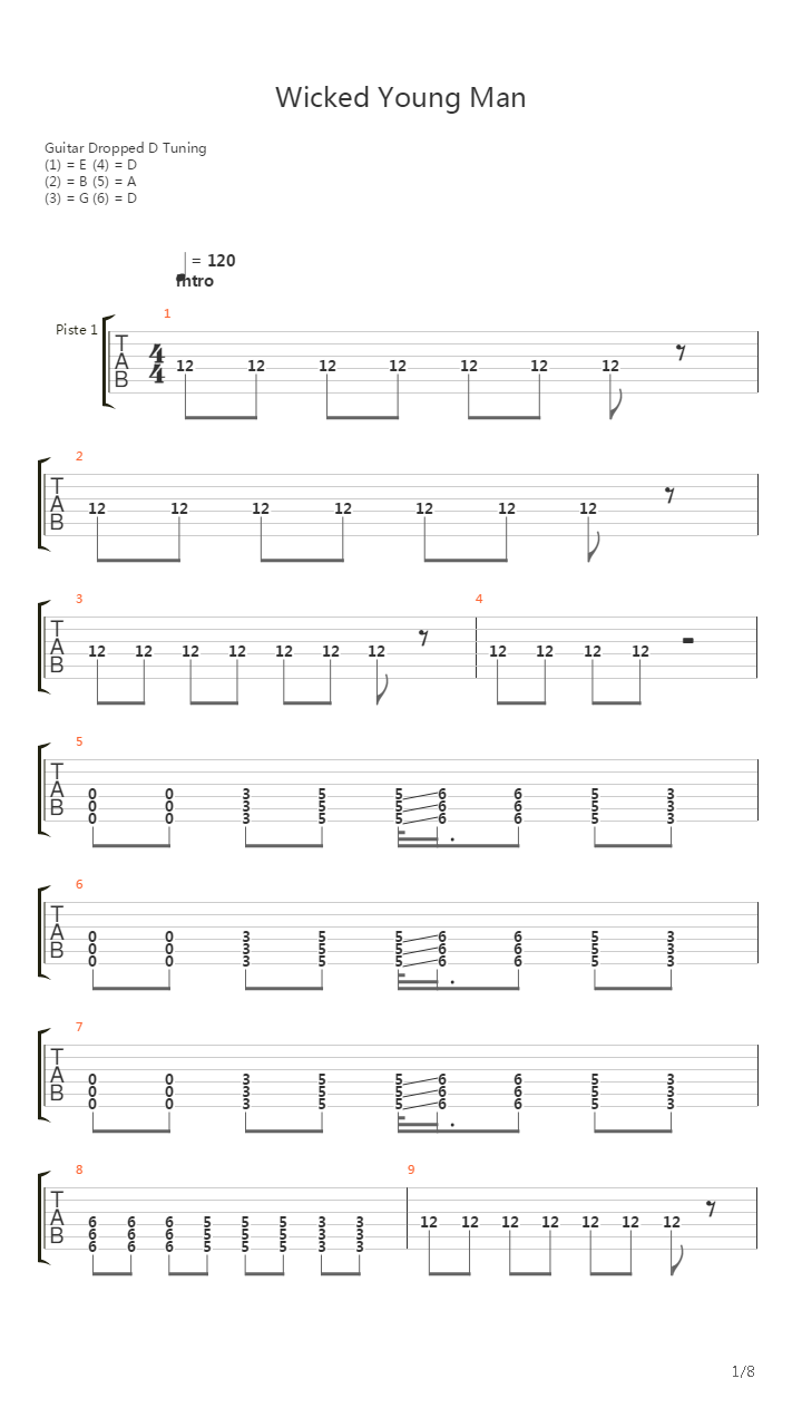 Wicked Young Man吉他谱