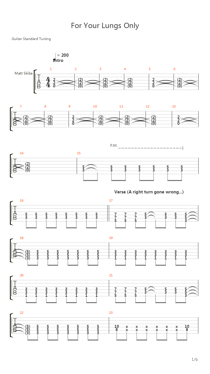 For Your Lungs Only吉他谱