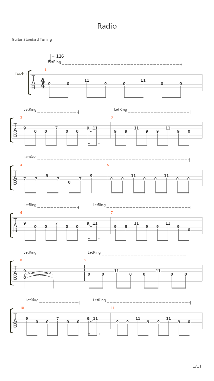 Radio吉他谱